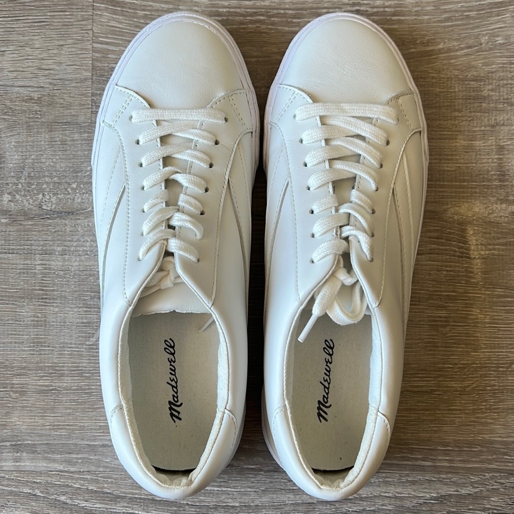 MADEWELL SIDEWALK Low Top Sneakers White Pale Parchment Color Size 9M - Picture 3 of 11